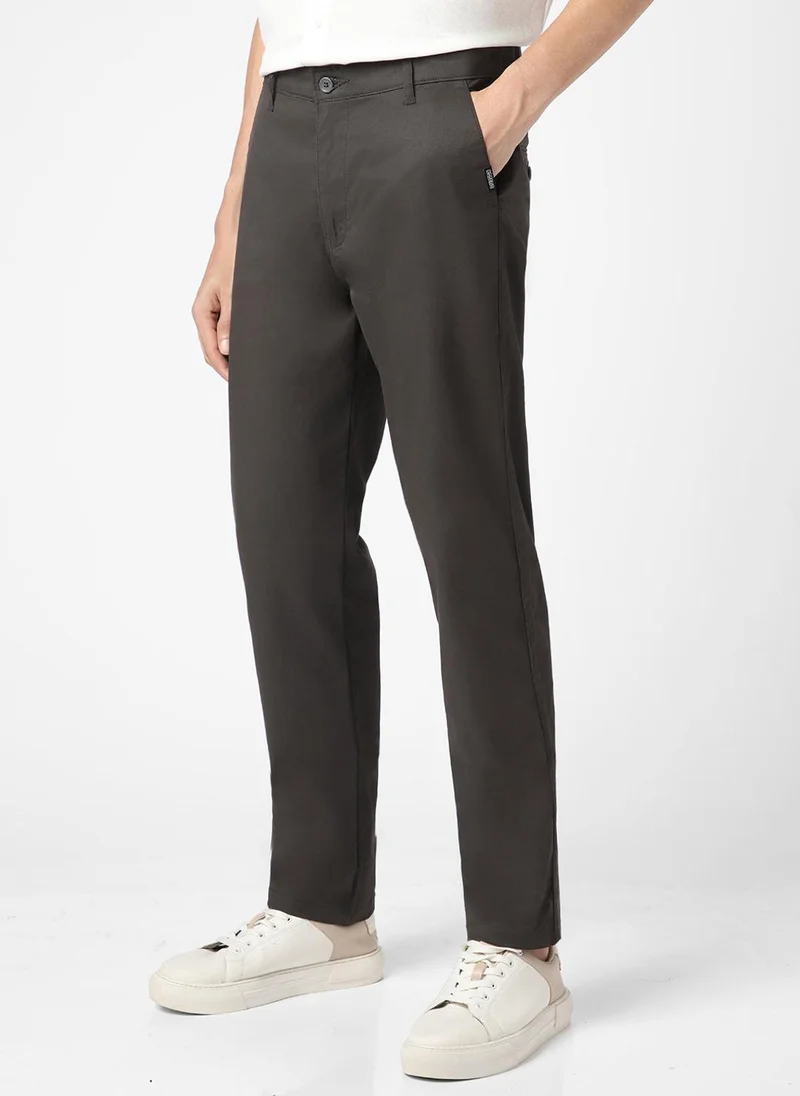 Urbano Fashion  Urbano Fashion Men's Dark Grey Cotton Regular Fit Casual Chinos Trousers Stretch for Men | Best Price UAE